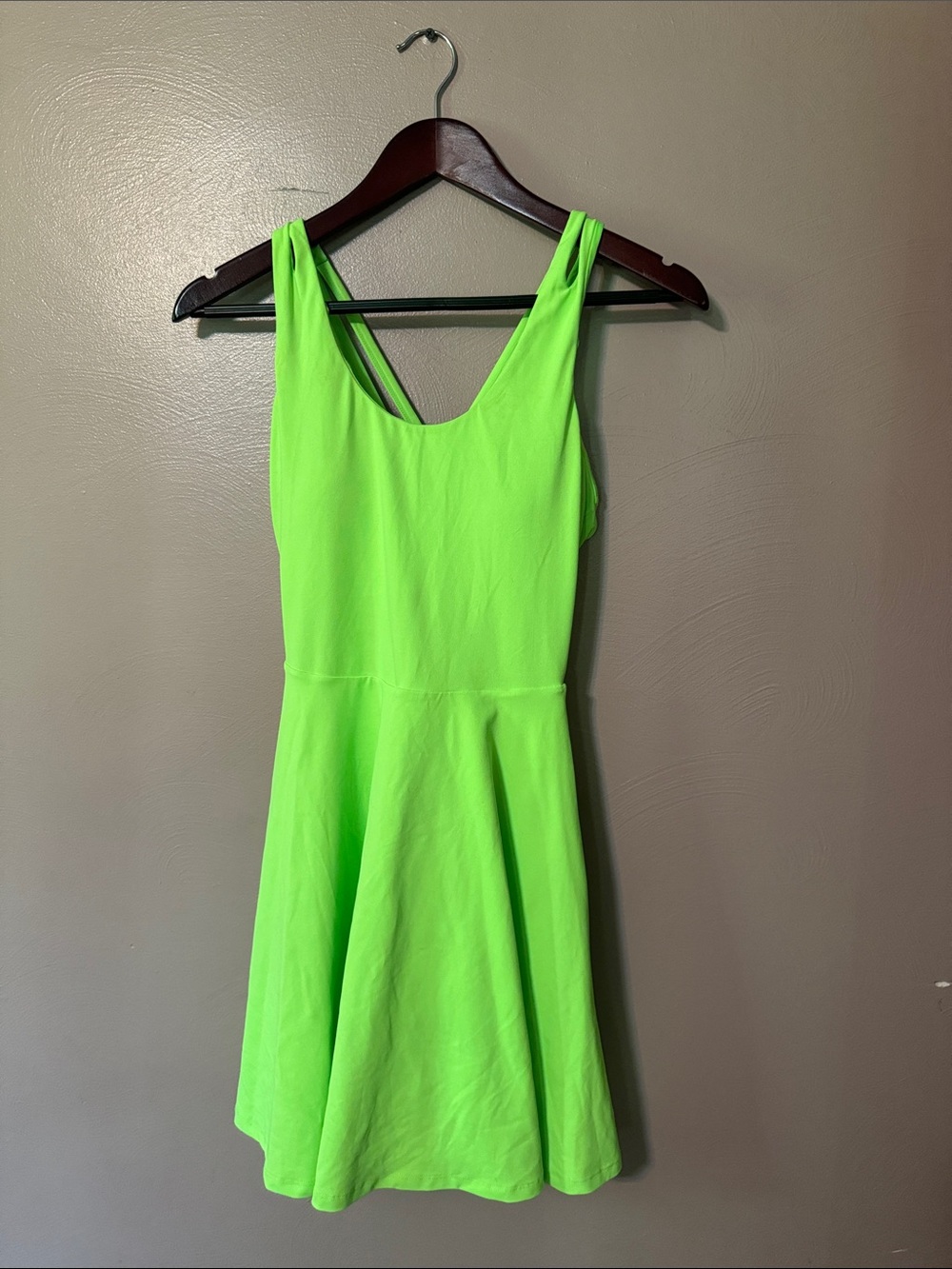Fabletics Neon Lime Scoop Neck Skater Dress